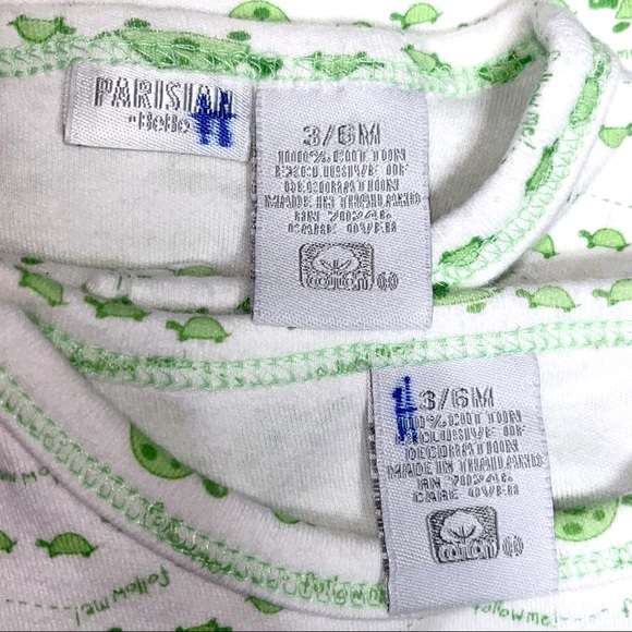 🐢 Parisian BeBe 2 piece set, white background with green turtles, 100% cotton - Picture 15 of 16